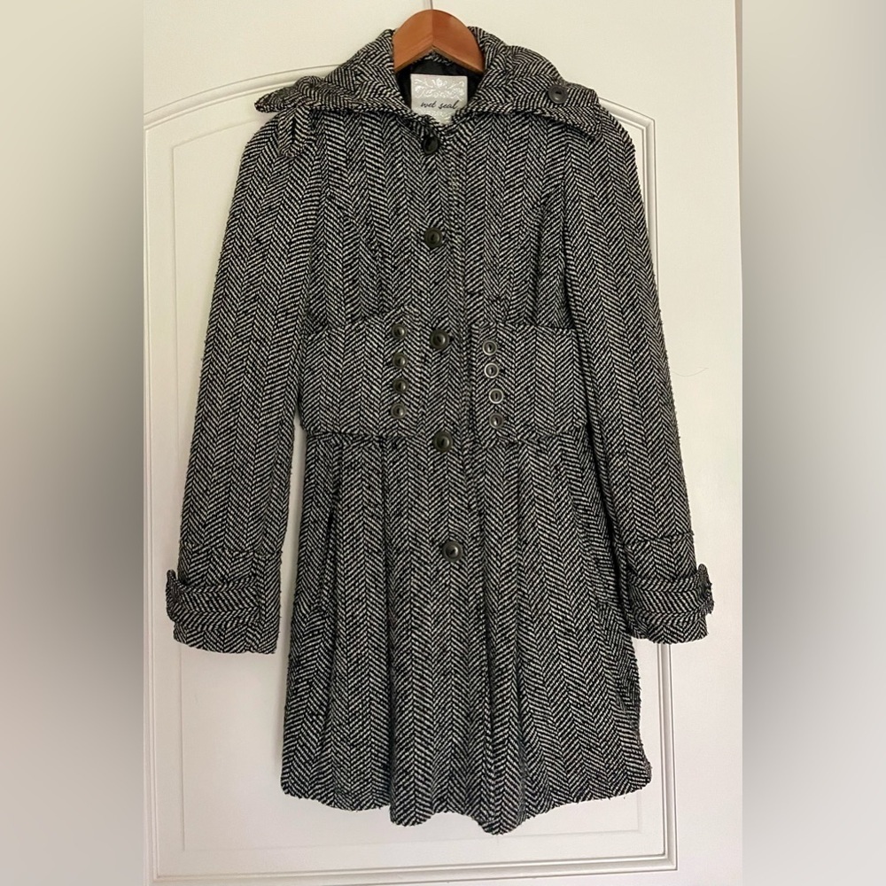 Wet Seal Herringbone Wool-blend Y2K Coat Jacket